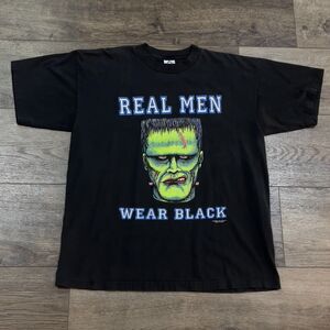 RARE Vintage 1992 Alstyle Frankenstein Real Men Wear Black T-Shirt Men's Size XL